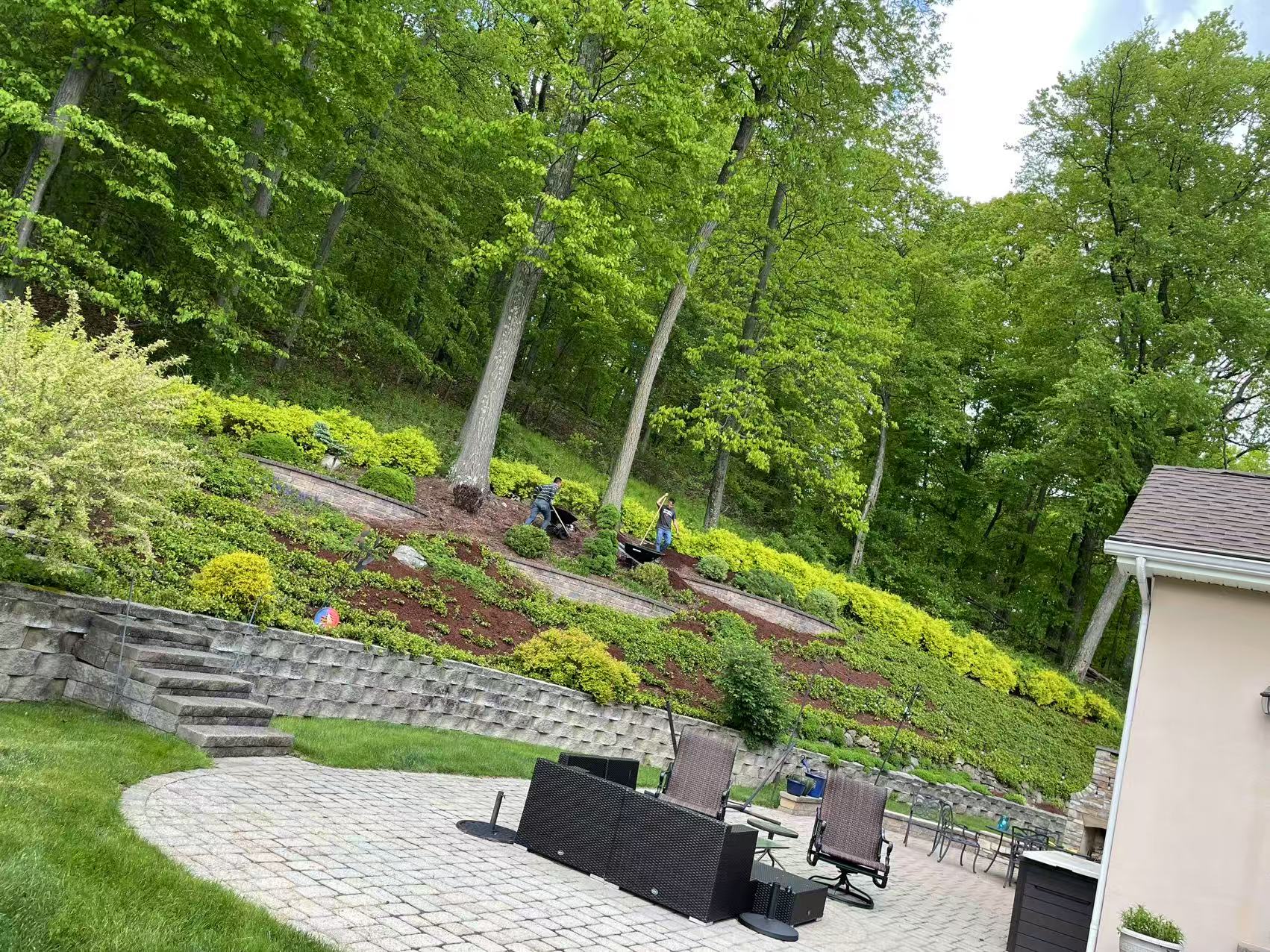 Professional landscaping project - terraced garden design